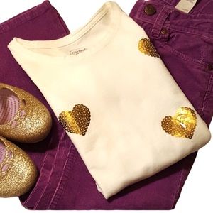 Gold Sequin Hearts Long Sleeve Shirt